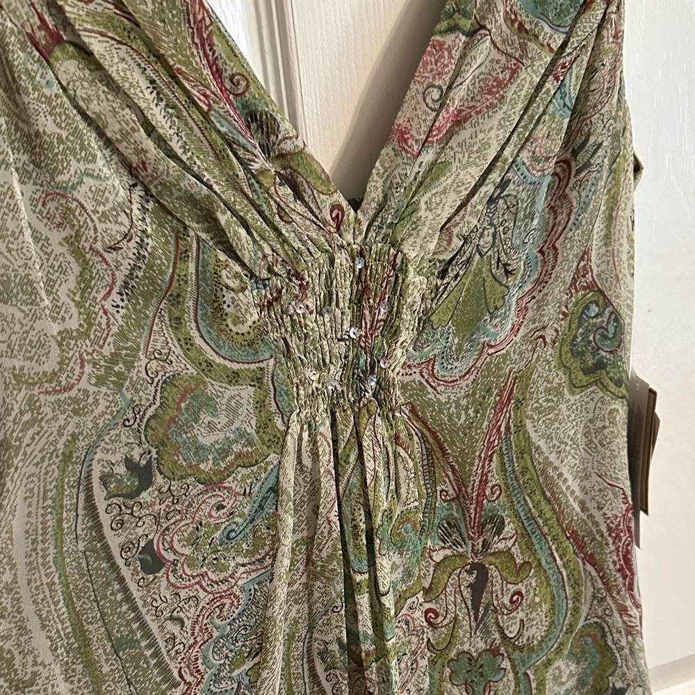 Jonathan Martin Paisley Midi Dress in Green and Pink - Picture 2 of 8